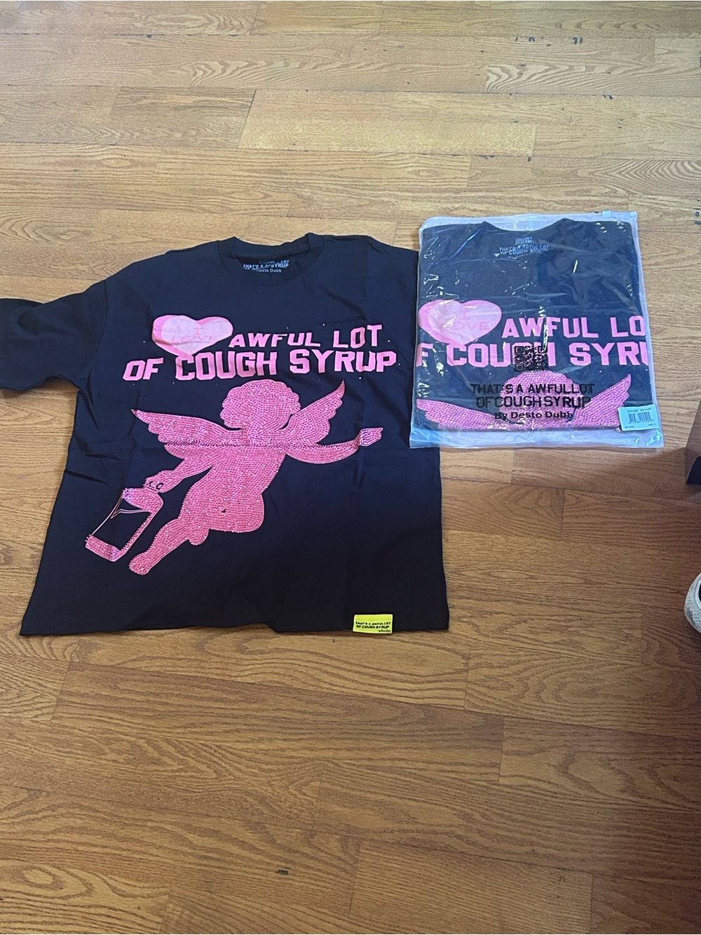 Awful Lot of Cough Syrup Pink Cupid Rhinestone Tee